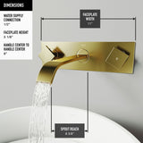 VIGO Titus Wall Mount Dual Handle Bathroom Sink Faucet, Eco-Friendly 1.2 GPM Flow Rate, Matte Brushed Gold image 5