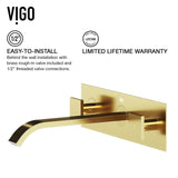 VIGO Titus Wall Mount Dual Handle Bathroom Sink Faucet, Eco-Friendly 1.2 GPM Flow Rate, Matte Brushed Gold image 8
