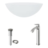 VIGO White Frost White Bathroom Sink/Basin Set with Linus Faucet and Round Glass Vessel image 2