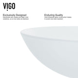 VIGO White Frost White Bathroom Sink/Basin Set with Linus Faucet and Round Glass Vessel image 7