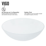 VIGO White Frost White Bathroom Sink/Basin Set with Linus Faucet and Round Glass Vessel image 8