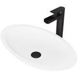 VIGO Wisteria MatteStone White Bathroom Sink/Basin Set with Amada Faucet and Oval Composite Vessel