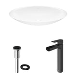 VIGO Wisteria MatteStone White Bathroom Sink/Basin Set with Amada Faucet and Oval Composite Vessel image 2