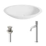 VIGO Wisteria MatteStone White Bathroom Sink/Basin Set with Apollo Faucet and Oval Composite Vessel image 2