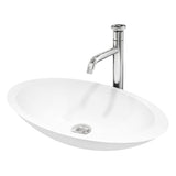 VIGO Wisteria MatteStone White Bathroom Sink/Basin Set with Cass Faucet and Oval Composite Vessel