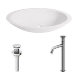 VIGO Wisteria MatteStone White Bathroom Sink/Basin Set with Cass Faucet and Oval Composite Vessel image 2