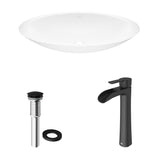 VIGO Wisteria MatteStone White Bathroom Sink/Basin Set with Niko Faucet and Oval Composite Vessel image 2