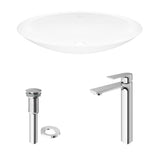 VIGO Wisteria MatteStone White Bathroom Sink/Basin Set with Norfolk Faucet and Oval Composite Vessel image 2