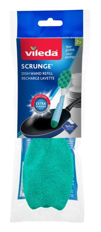 Vileda Scrunge Multi-Use Sponge Dishwand Refills, 2-pack