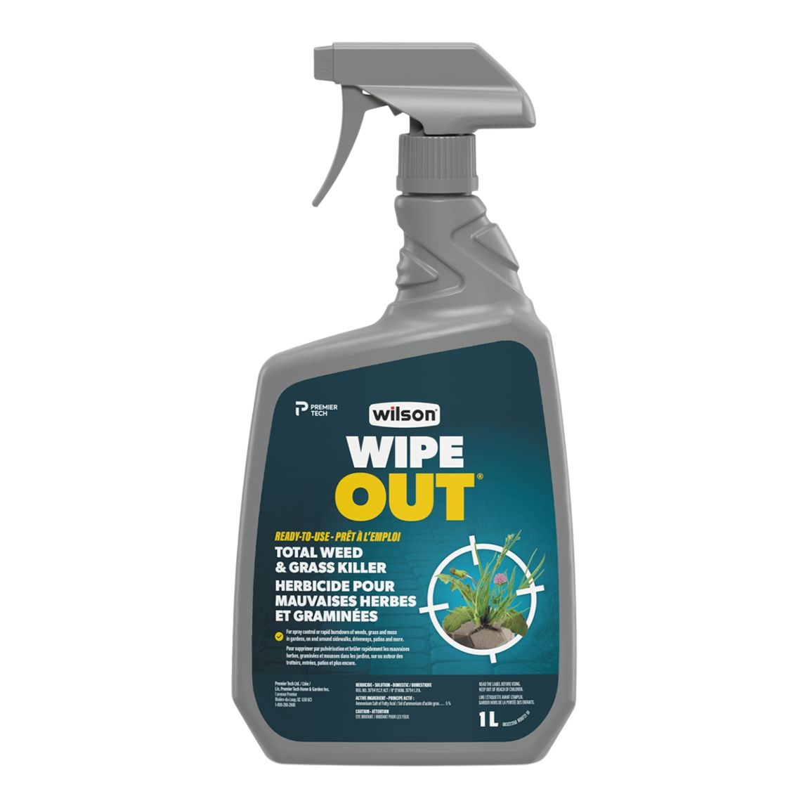 Wilson Wipe Out Ready-to-Use Total Weed & Grass Killer, Herbicide Sprayer, 1-L