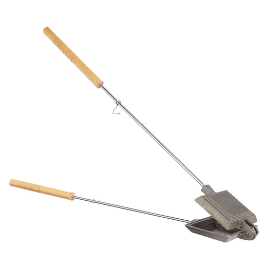 Woods Cast Iron Non-Stick Camping Sandwich Toaster with Long Handle, 4x4-in