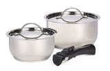 Woods Provision Stainless Steel Camping Cook Pot Set, Made in Canada, 3-pc image 2