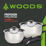 Woods Provision Stainless Steel Camping Cook Pot Set, Made in Canada, 3-pc image 4