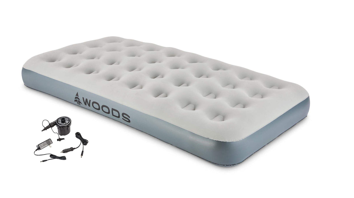 Woods Twin Single-High Inflatable Air Mattress/Airbed, 2-in-1 Pump For AC/Car Outlet, Beige