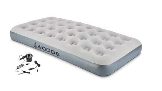 Woods Twin Single-High Inflatable Air Mattress/Airbed, 2-in-1 Pump For AC/Car Outlet, Beige