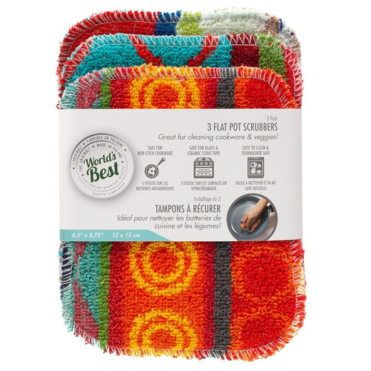 World's Best Multi-Surface Flat Pot Scrubber, 3-pk