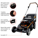 Worx NITRO 3-in-1 40V Push Poly Mower with IntelliCut, 21-in image 5