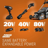 WORX WG779 40V Power Share Cordless Mulching Poly Lawn Mower, 14-in image 5