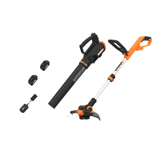 WORX WG929 20V Power Share Cordless Grass Trimmer & Leaf Blower Combo Kit