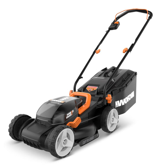 Worx WG934 Power Share 2x20V 2-in-1 Combo Kit, WG779 40V Cordless Mower, 14-in + WG163.9 20V Cordless Grass Trimmer/Edger, 12-in