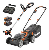 Worx WG934 Power Share 2x20V 2-in-1 Combo Kit, WG779 40V Cordless Mower, 14-in + WG163.9 20V Cordless Grass Trimmer/Edger, 12-in image 2