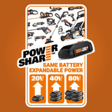 Worx WG934 Power Share 2x20V 2-in-1 Combo Kit, WG779 40V Cordless Mower, 14-in + WG163.9 20V Cordless Grass Trimmer/Edger, 12-in image 5