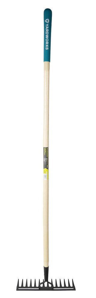 Yardworks 14-in Wide Metal 14-Tine Head Rake, 48-in Hardwood Shaft