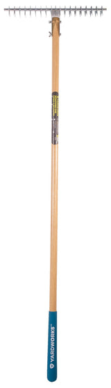 Yardworks 15-in Wide Metal 19-Tine Thatch Rake, 54-in Ash Wood Shaft