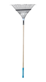 Yardworks 22-in Wide Metal 22-Tine Leaf Rake, 48-in Hardwood Shaft