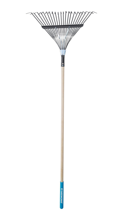 Yardworks 22-in Wide Metal 22-Tine Leaf Rake, 48-in Hardwood Shaft
