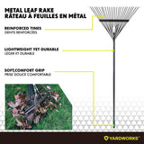 Yardworks 24-Tine Metal Leaf Rake with Fibreglass Shaft, 24-in image 7