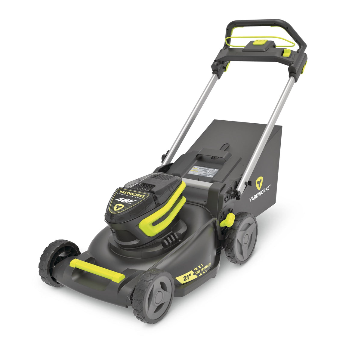 Yardworks 48V 3-in-1 Cordless Brushless Self-Propelled Mower, 21-in with 6Ah Battery & 2Ah Charger