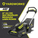 Yardworks 48V 3-in-1 Cordless Brushless Self-Propelled Mower, 21-in with 6Ah Battery & 2Ah Charger image 7