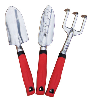 Yardworks Aluminium Garden Tool Set with Rubber Handles, Assorted Colours, 3-pc