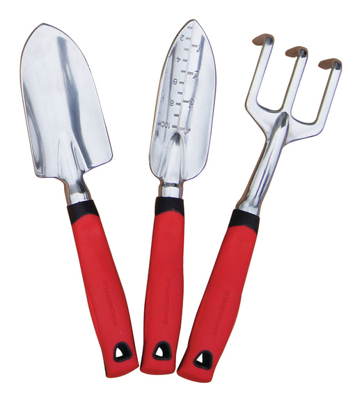 Yardworks Aluminium Garden Tool Set with Rubber Handles, Assorted Colours, 3-pc