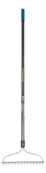 Yardworks Metal 14-Tine L-Shaped Bow Rake, 60-in, Fibreglass Shaft