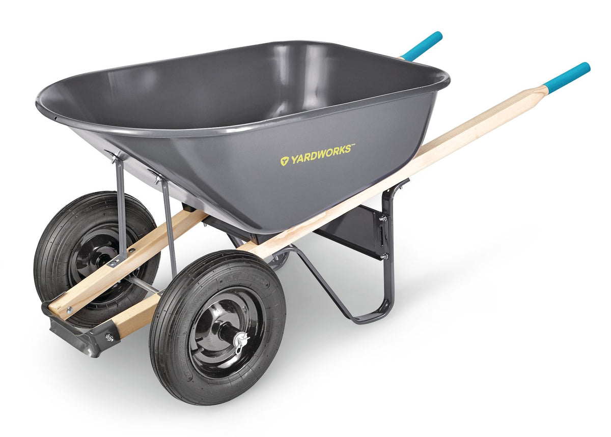 Yardworks Steel Tray 2-Wheel Garden Wheelbarrow, 6-cu-ft