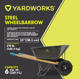 Yardworks Steel Tray 2-Wheel Garden Wheelbarrow, 6-cu-ft image 7