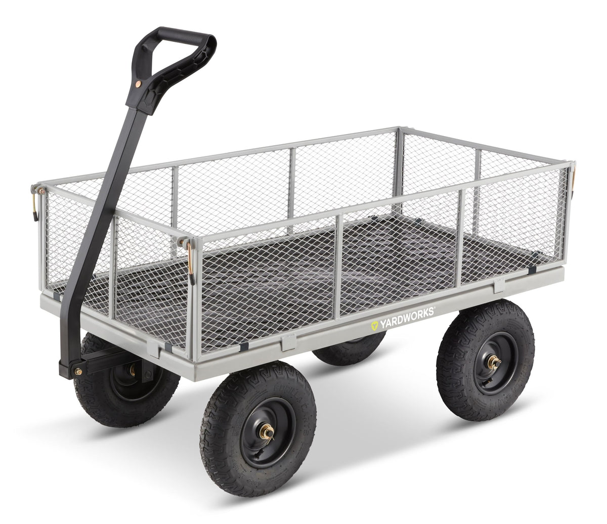 Yardworks Steel Tray 4-Wheel Mesh Garden/Yard Cart with Removable Sides, 1200-lb