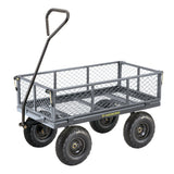 Yardworks Steel Tray 4-Wheel Removable-Sides Mesh Yard/Garden Cart 600 lb