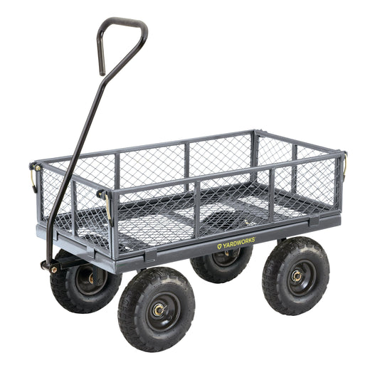 Yardworks Steel Tray 4-Wheel Removable-Sides Mesh Yard/Garden Cart 600 lb