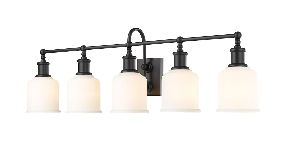 Z-Lite Bryant 5-Light Vanity Light, Black with Opal Shade