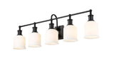 Z-Lite Bryant 5-Light Vanity Light, Black with Opal Shade image 3