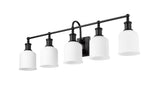 Z-Lite Bryant 5-Light Vanity Light, Black with Opal Shade image 4