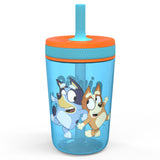Zak Designs Bluey Kelso Straw Water Bottle for Kids, 50-oz