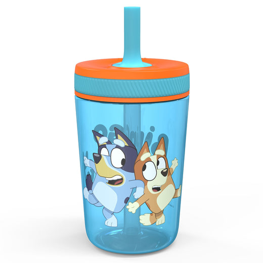 Zak Designs Bluey Kelso Straw Water Bottle for Kids, 50-oz