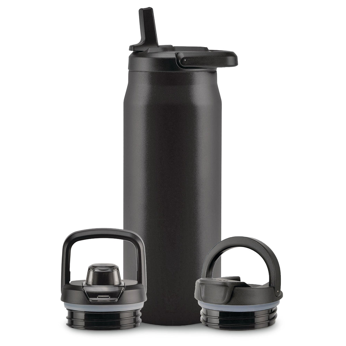 Zulu Core Vacuum Insulated Stainless Steel Bottle, 32-oz, Black, with Multi Lid