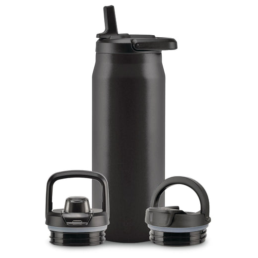 Zulu Core Vacuum Insulated Stainless Steel Bottle, 32-oz, Black, with Multi Lid