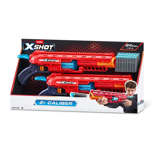 Zuru X-Shot Excel Caliber Pump-Action Dart Blaster with 24 Darts, 2-pk, Ages 8+