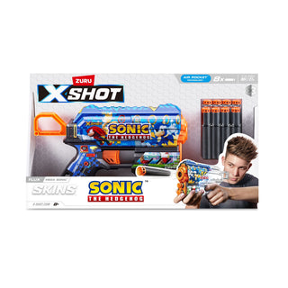 Zuru X-Shot Skins Sonic the Hedgehog Flux Blaster, Includes 8 Darts, Ages 8+